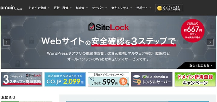おすすめのドメイン取得サービス、バリュードメイン